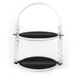 2 Tier Round Plexi Cupcake Holder with Handle and Black Bottoms Display Stand for Cake Candies Desserts Appetizers - Medaid