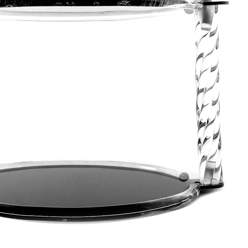 2 Tier Round Plexi Cupcake Holder with Handle and Black Bottoms Display Stand for Cake Candies Desserts Appetizers - Medaid
