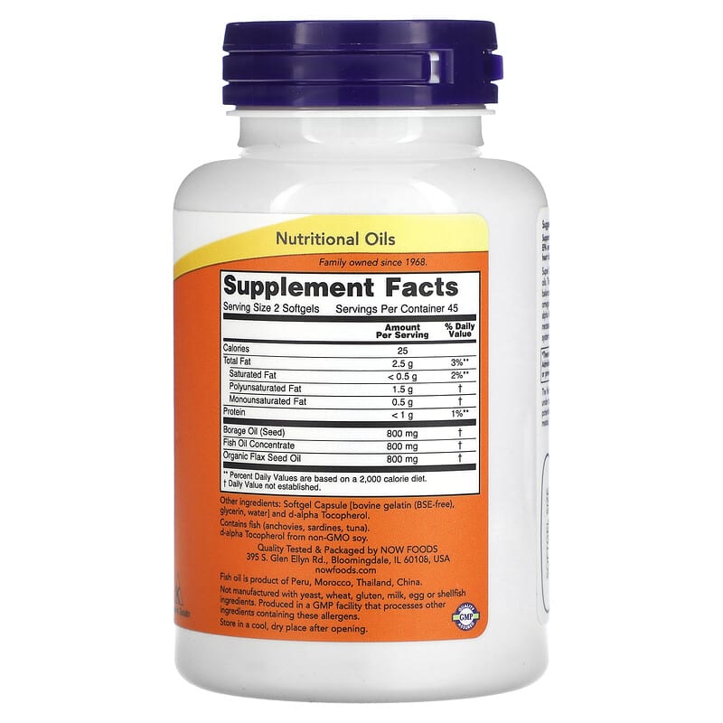 NOW Foods, Super Omega 3-6-9, 1,200 mg, 90 Softgels - Medaid
