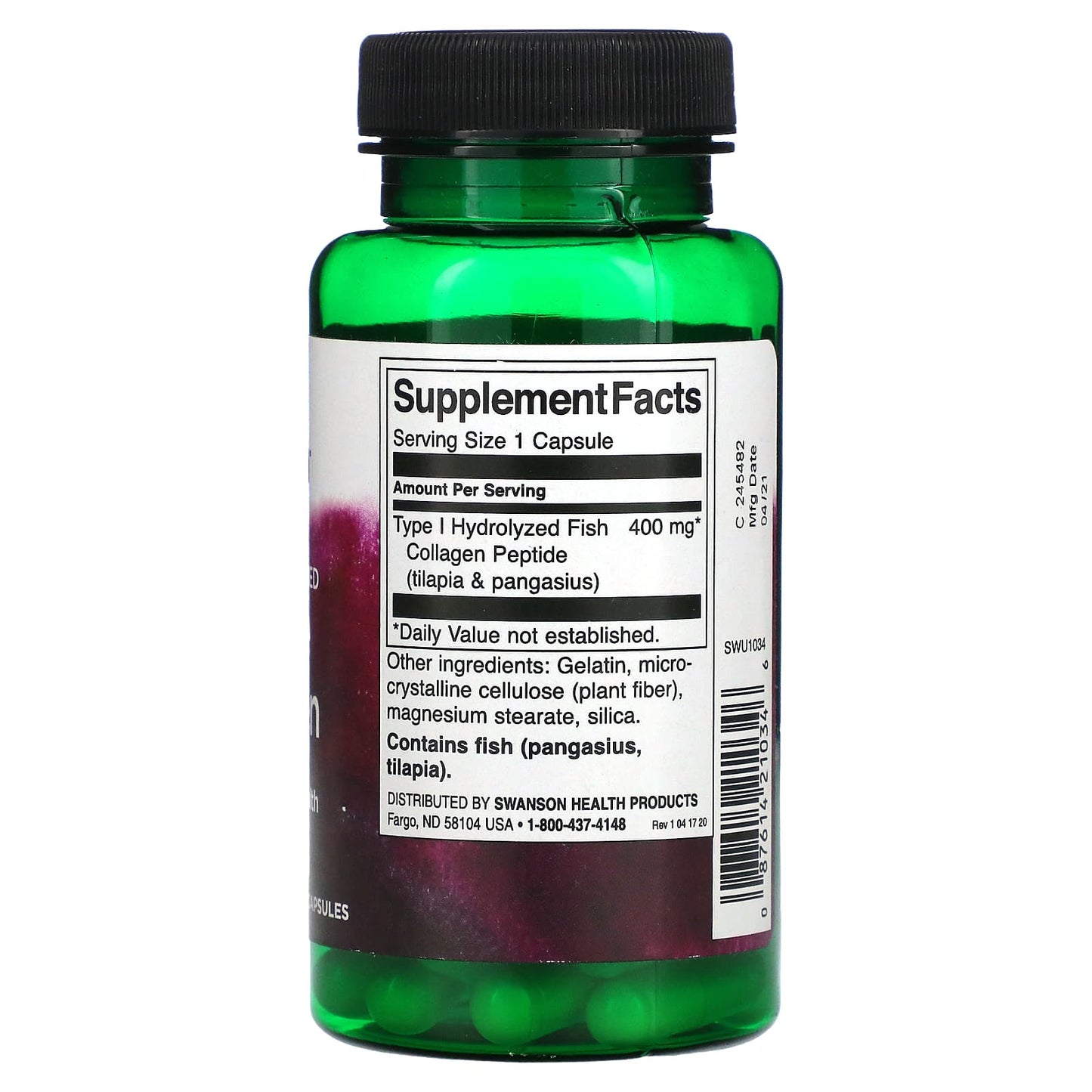 Swanson, Marine Collagen, 400 mg, 60 Capsules - Medaid