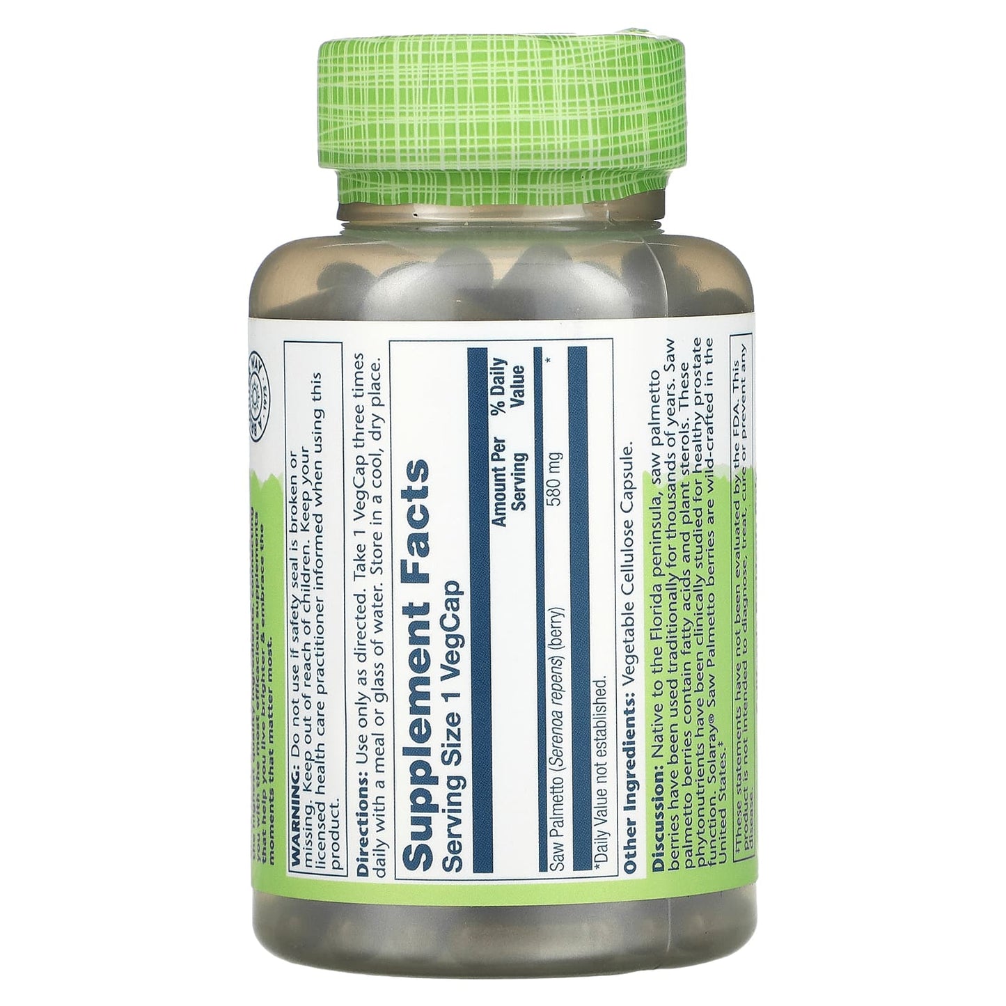 Solaray, Saw Palmetto, 580 mg, 180 VegCaps - Medaid