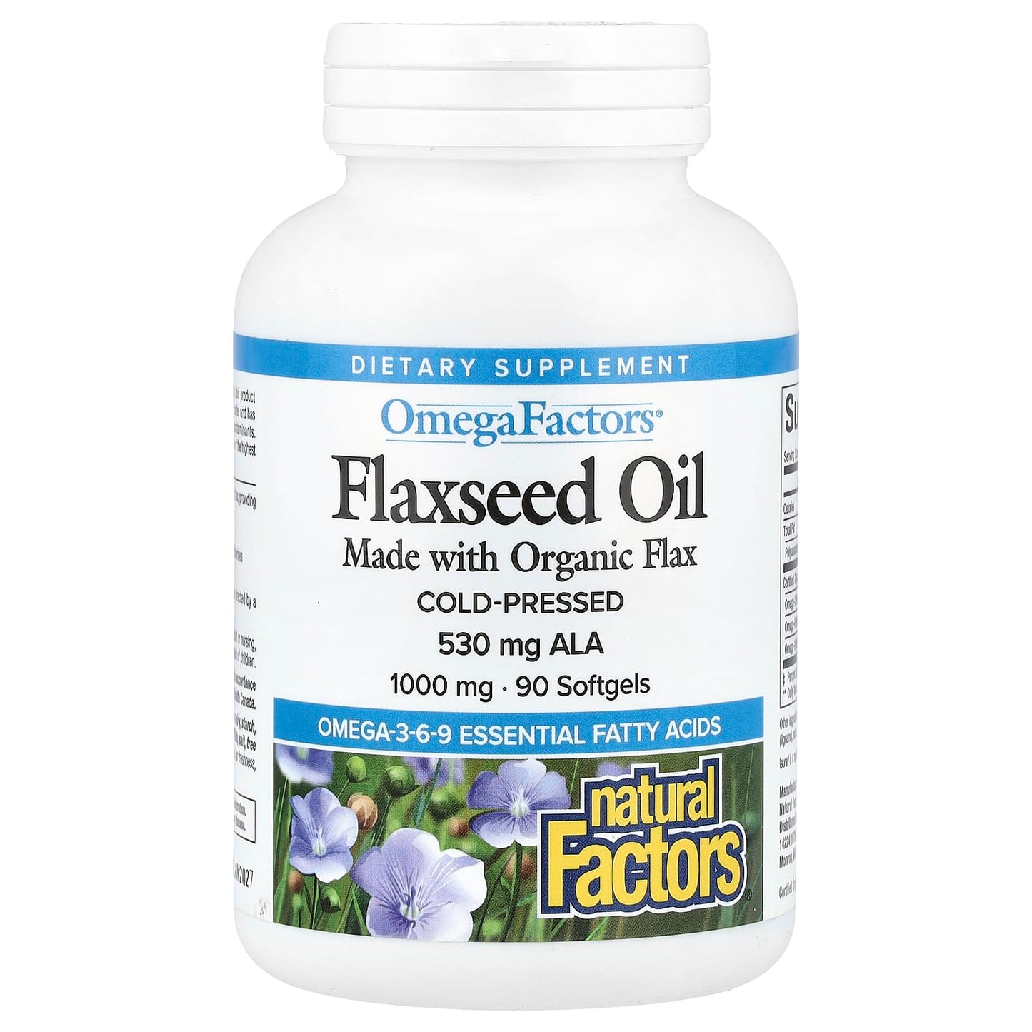 Natural Factors, OmegaFactors, Flaxseed Oil, 1,000 mg, 90 Softgels - Medaid