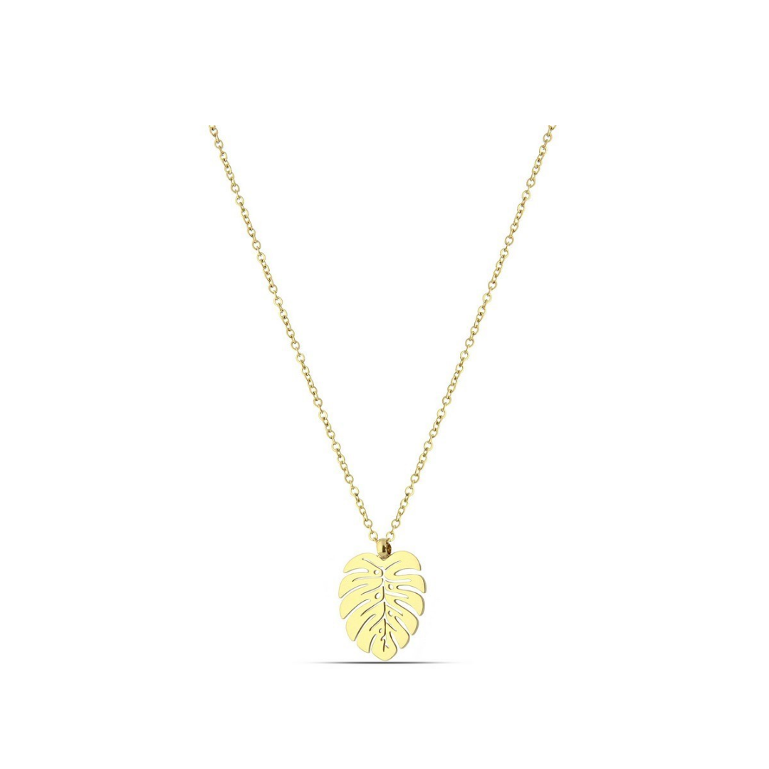 Polo Exchange Small Leaf Charm Pendant Gold Tone Necklace - Medaid International