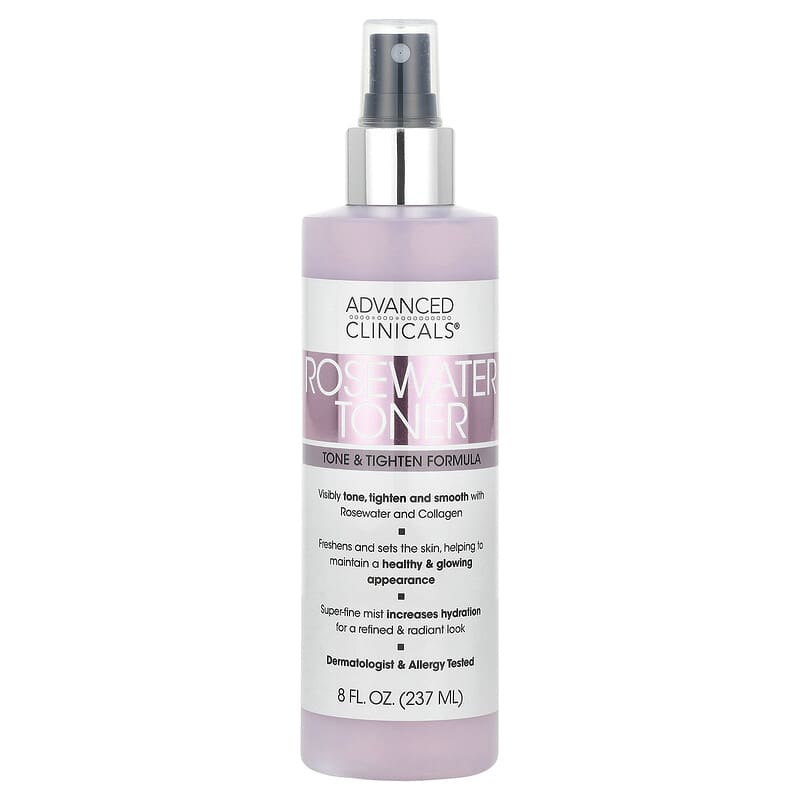 Advanced Clinicals, Rosewater Toner, Tone & Tighten Formula, 8 fl oz (237 ml) - Medaid