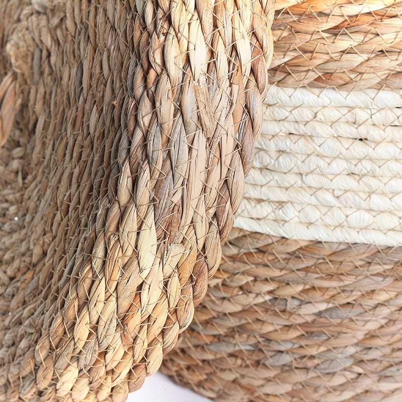 34 CM Multipurpose Handmade Wicker Woven Round Storage Basket with Lid Organizing Basket for Living Room Bedroom Nursery and Laundry - Medaid