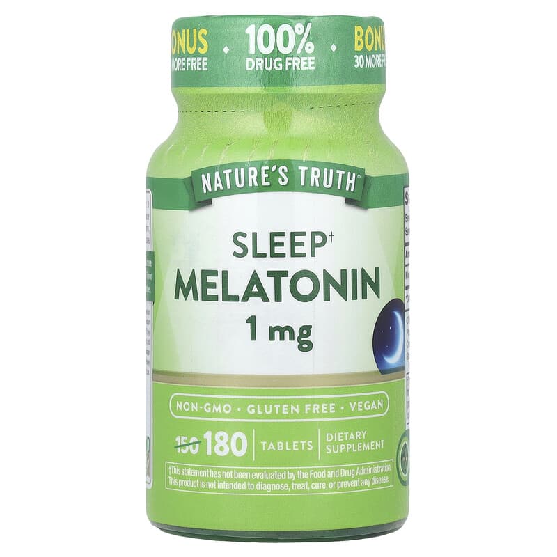Nature's Truth, Sleep Melatonin, 1 mg, 180 Tablets - Medaid