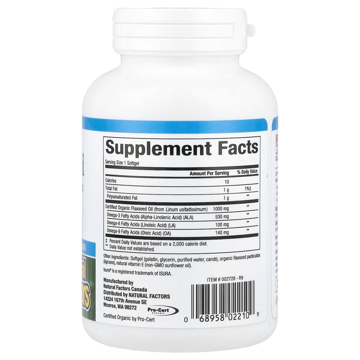 Natural Factors, OmegaFactors, Flaxseed Oil, 1,000 mg, 90 Softgels - Medaid