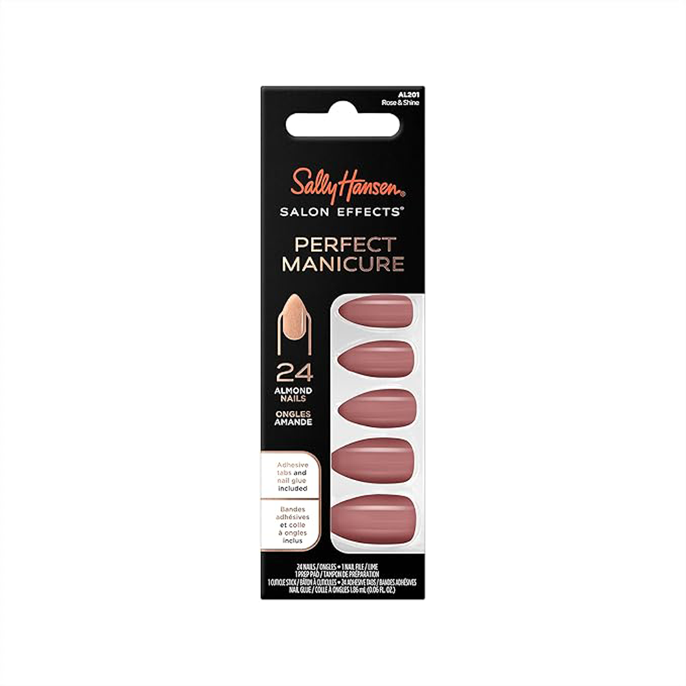 Sally Hansen Salon Effect Perfect Fake Nails Kit Almond Rose & Shine - Medaid
