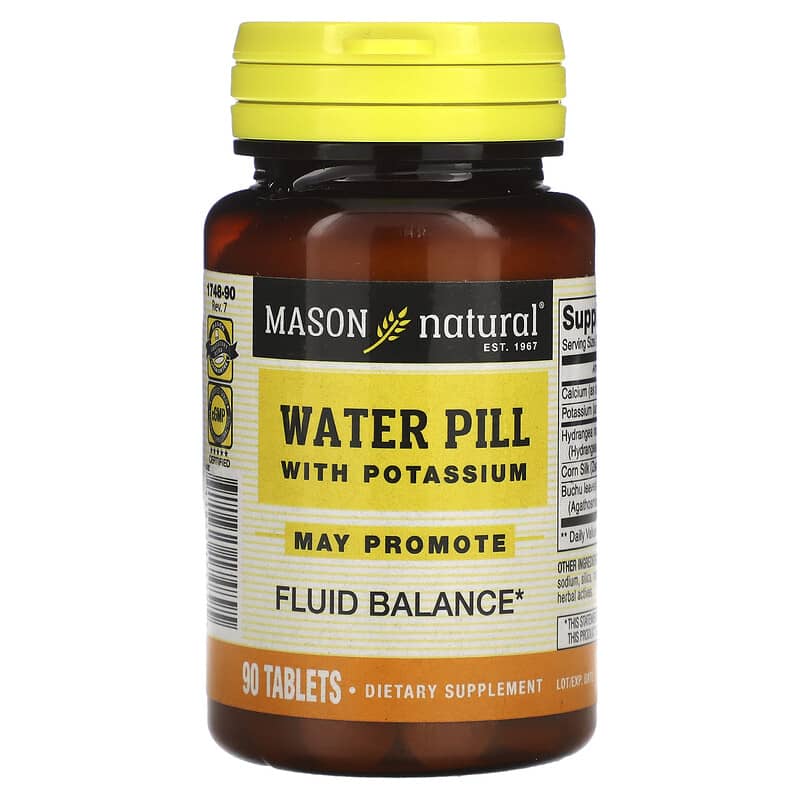 Mason Natural, Water Pill with Potassium, 90 Tablets - Medaid