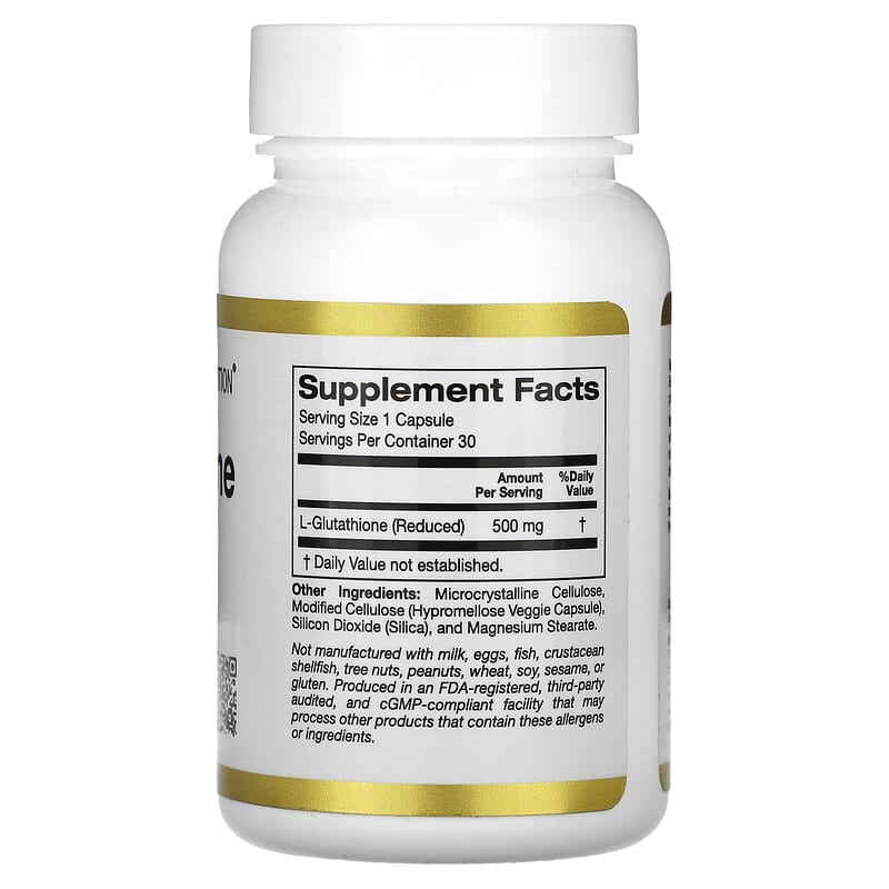 California Gold Nutrition, L-Glutathione , 500 mg, 30 Veggie Capsules - Medaid