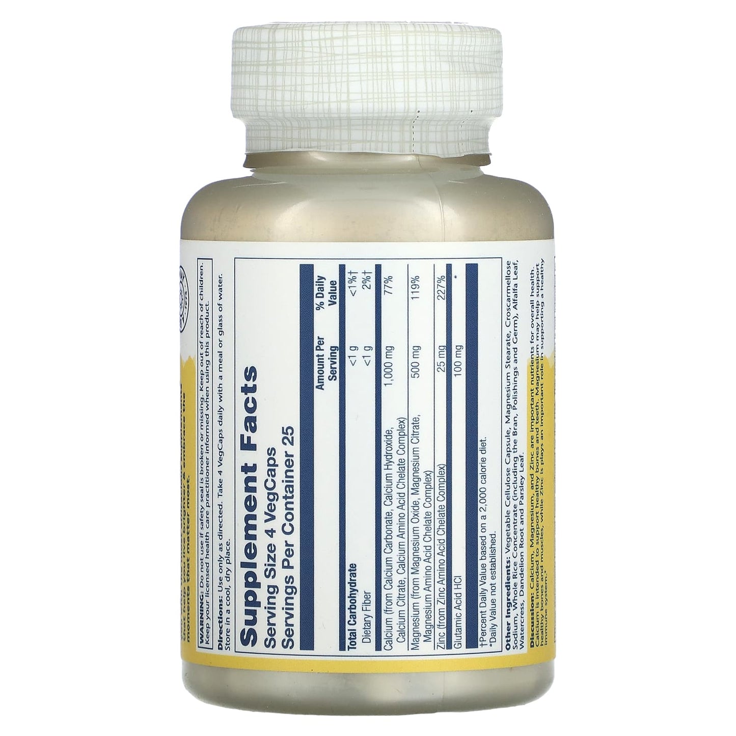 Solaray, Calcium Magnesium Zinc, 100 VegCaps - Medaid