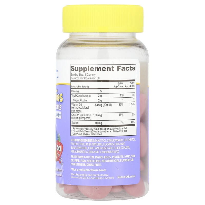 Kids Smart, Kids Smart, Calcium + Vitamin D3, Ages 3+, Strawberry, 30 Gummies - Medaid