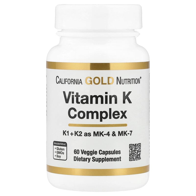 California Gold Nutrition, Vitamin K Complex, 120 mcg, 60 Veggie Capsules - Medaid