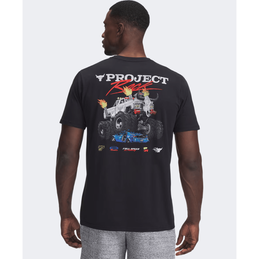 Under Armour Project Rock Truck Men Training T-Shirt Black/White - Medaid