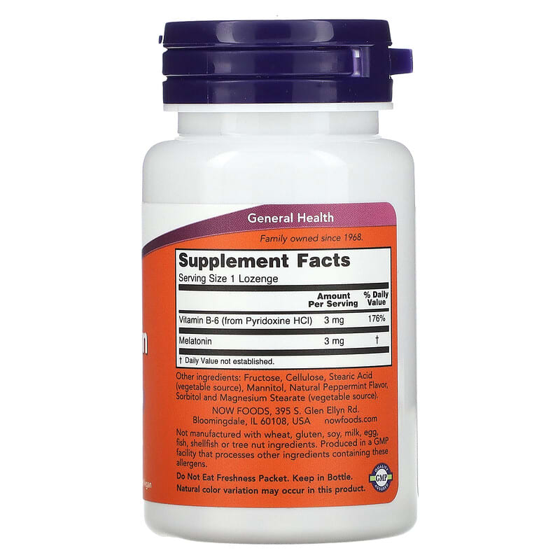 NOW Foods, Melatonin, 3 mg, 90 Lozenges - Medaid