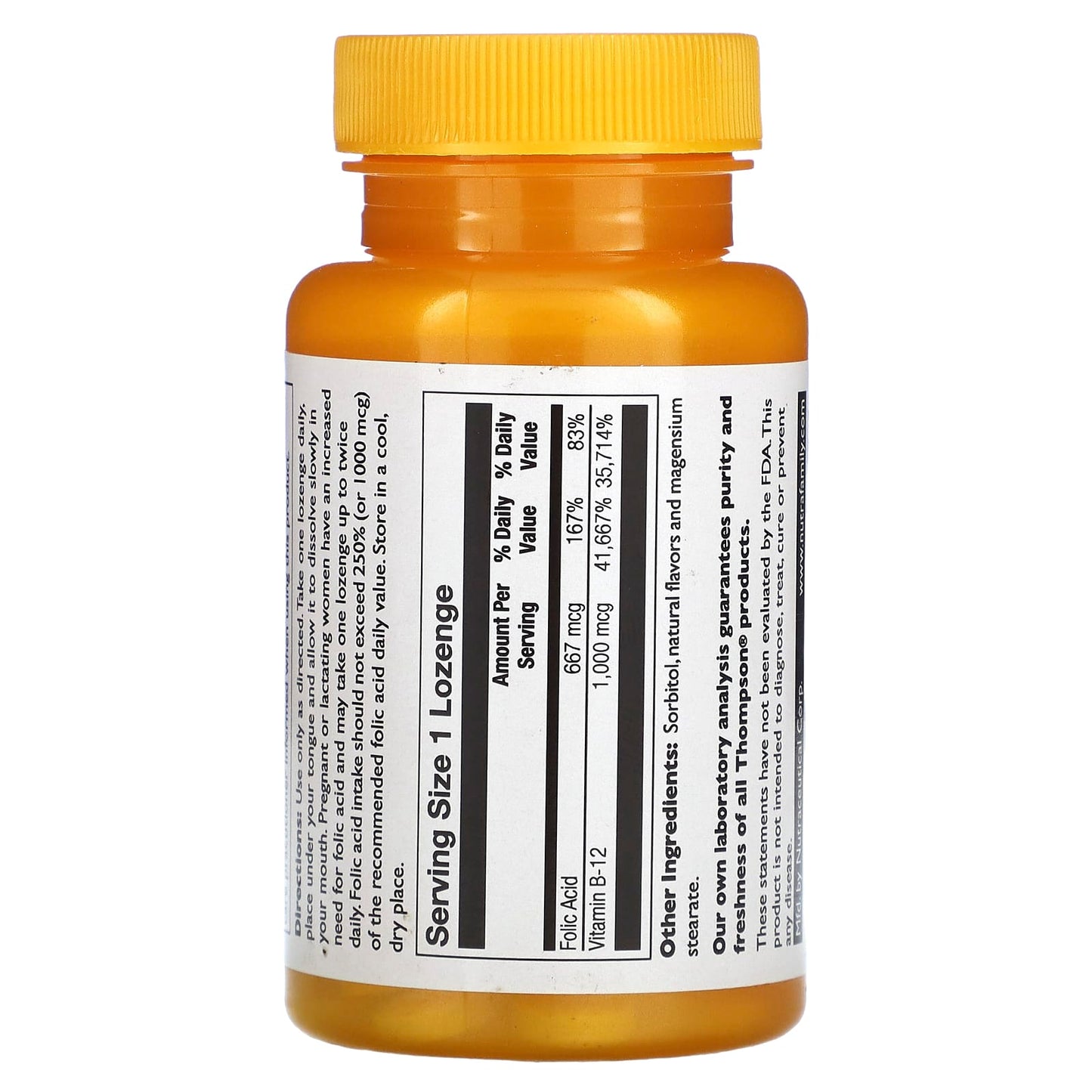 Thompson, B12 Lozenge, Natural Cherry, 1,000 mcg, 30 Lozenges - Medaid