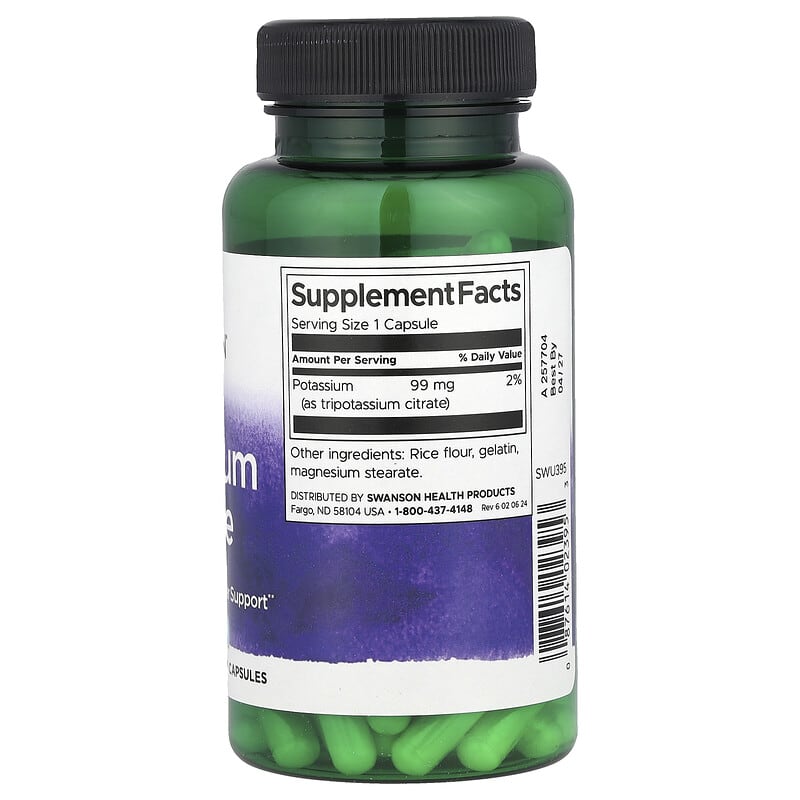 Swanson, Potassium Citrate, 99 mg, 120 Capsules - Medaid