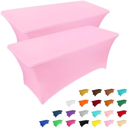 2 Pack 6FT Table Cloth for Rectangular Fitted Events Stretch Black Table Covers Washable Table Cover Spandex Tablecloth Table Protector for Party, Wedding, Cocktail, Banquet, Festival - Medaid