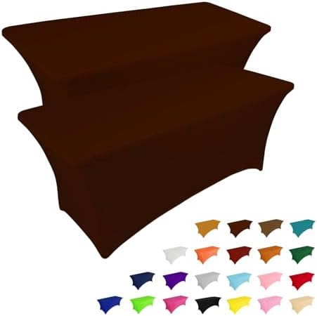 2 Pack 6FT Table Cloth for Rectangular Fitted Events Stretch Black Table Covers Washable Table Cover Spandex Tablecloth Table Protector for Party, Wedding, Cocktail, Banquet, Festival - Medaid