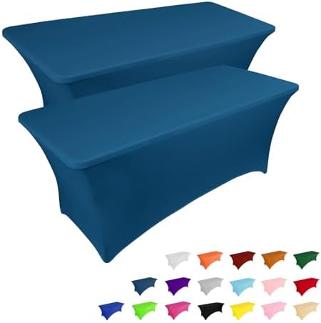 2 Pack 6FT Table Cloth for Rectangular Fitted Events Stretch Black Table Covers Washable Table Cover Spandex Tablecloth Table Protector for Party, Wedding, Cocktail, Banquet, Festival - Medaid