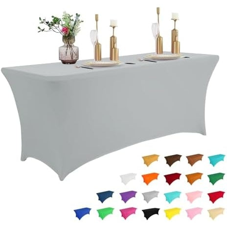 2 Pack 6FT Table Cloth for Rectangular Fitted Events Stretch Black Table Covers Washable Table Cover Spandex Tablecloth Table Protector for Party, Wedding, Cocktail, Banquet, Festival - Medaid