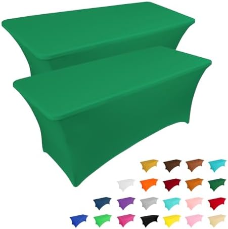 2 Pack 6FT Table Cloth for Rectangular Fitted Events Stretch Black Table Covers Washable Table Cover Spandex Tablecloth Table Protector for Party, Wedding, Cocktail, Banquet, Festival - Medaid