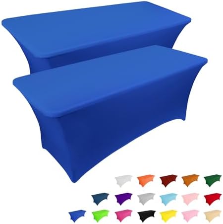 2 Pack 6FT Table Cloth for Rectangular Fitted Events Stretch Black Table Covers Washable Table Cover Spandex Tablecloth Table Protector for Party, Wedding, Cocktail, Banquet, Festival - Medaid