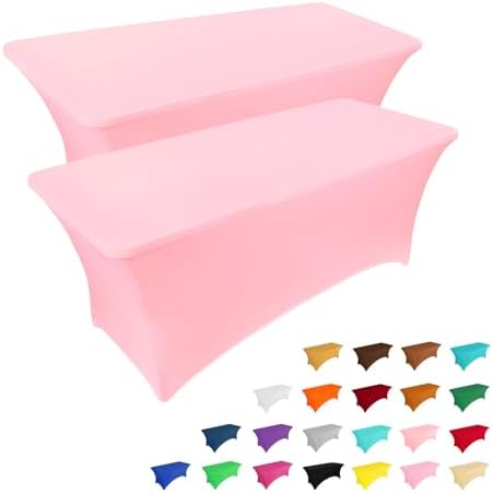 2 Pack 6FT Table Cloth for Rectangular Fitted Events Stretch Black Table Covers Washable Table Cover Spandex Tablecloth Table Protector for Party, Wedding, Cocktail, Banquet, Festival - Medaid