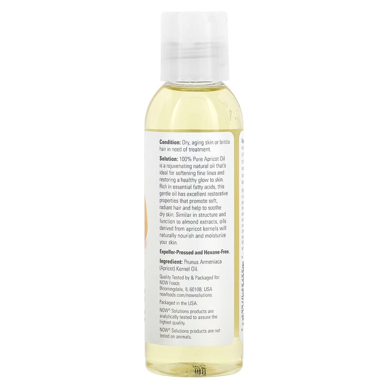 NOW Foods, Solutions, Apricot Oil, 4 fl oz (118 ml) - Medaid