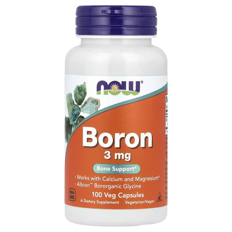 NOW Foods, Boron, 3 mg, 100 Veg Capsules - Medaid