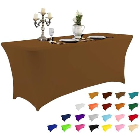 2 Pack 6FT Table Cloth for Rectangular Fitted Events Stretch Black Table Covers Washable Table Cover Spandex Tablecloth Table Protector for Party, Wedding, Cocktail, Banquet, Festival - Medaid