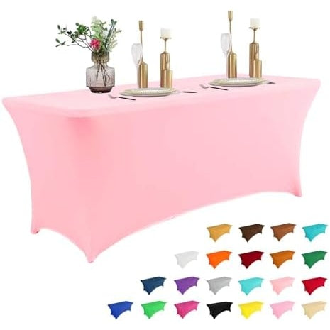 2 Pack 6FT Table Cloth for Rectangular Fitted Events Stretch Black Table Covers Washable Table Cover Spandex Tablecloth Table Protector for Party, Wedding, Cocktail, Banquet, Festival - Medaid