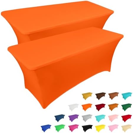 2 Pack 6FT Table Cloth for Rectangular Fitted Events Stretch Black Table Covers Washable Table Cover Spandex Tablecloth Table Protector for Party, Wedding, Cocktail, Banquet, Festival - Medaid