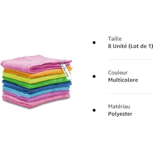 Vileda Microfibre Cloth, Absorbent, Hygienic, Versatile, Durable & Washable 30x30cm - 8 Pcs - Medaid