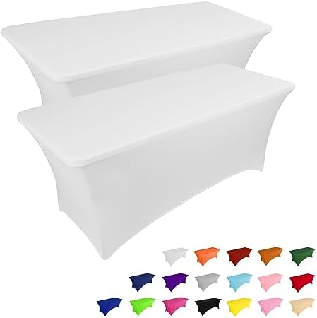 2 Pack 6FT Table Cloth for Rectangular Fitted Events Stretch Black Table Covers Washable Table Cover Spandex Tablecloth Table Protector for Party, Wedding, Cocktail, Banquet, Festival - Medaid