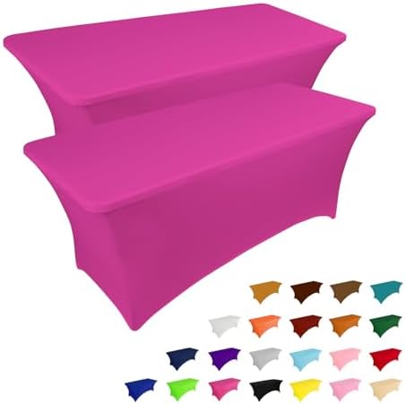 2 Pack 6FT Table Cloth for Rectangular Fitted Events Stretch Black Table Covers Washable Table Cover Spandex Tablecloth Table Protector for Party, Wedding, Cocktail, Banquet, Festival - Medaid