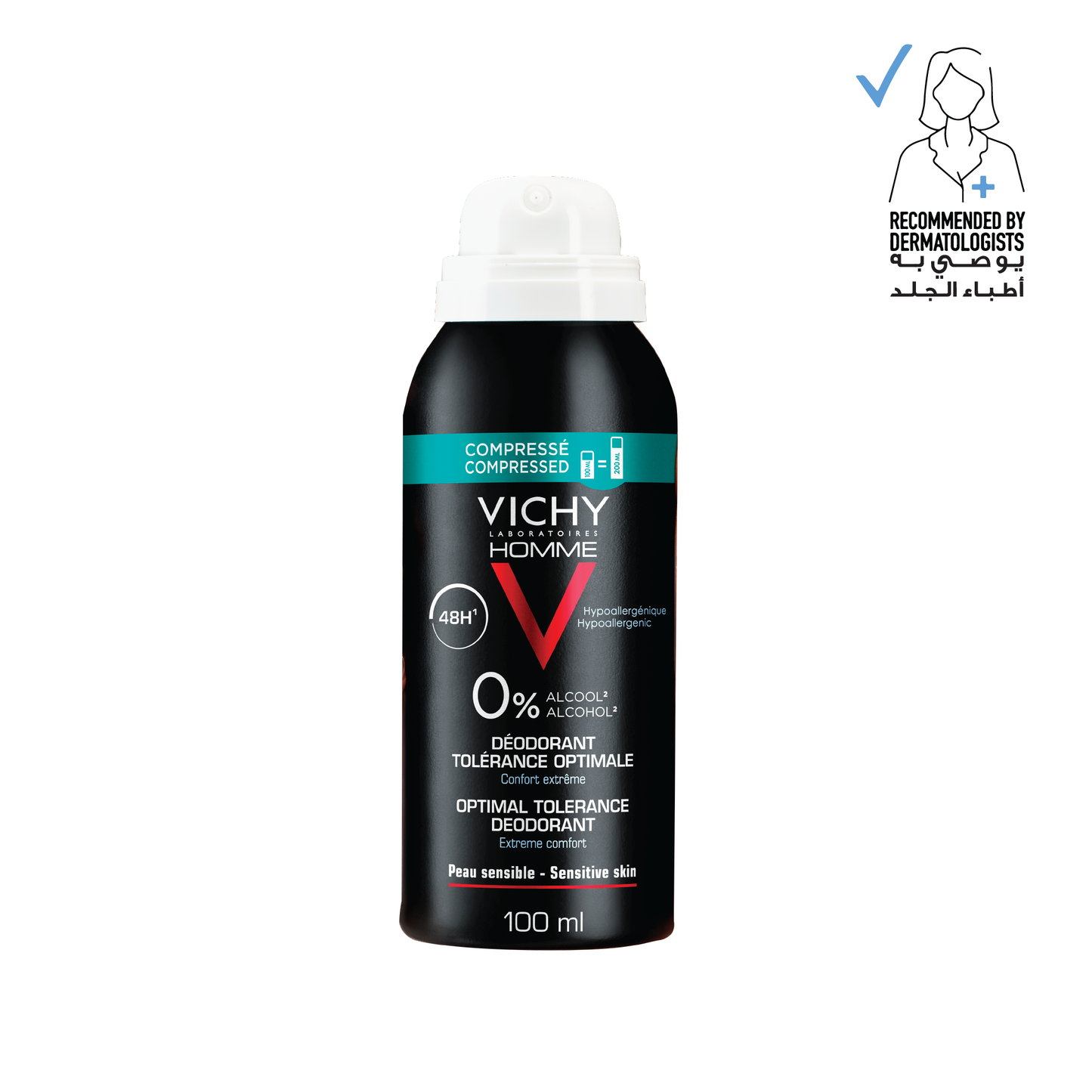 Homme 48 Hour Anti-Perspirant Optimal Tolerance Deodorant Spray for Men - Medaid