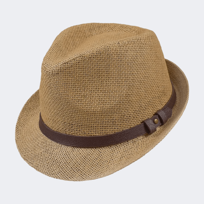 Stamion Trillby Leather Decoration Men Beach Hat Light Brown - Medaid