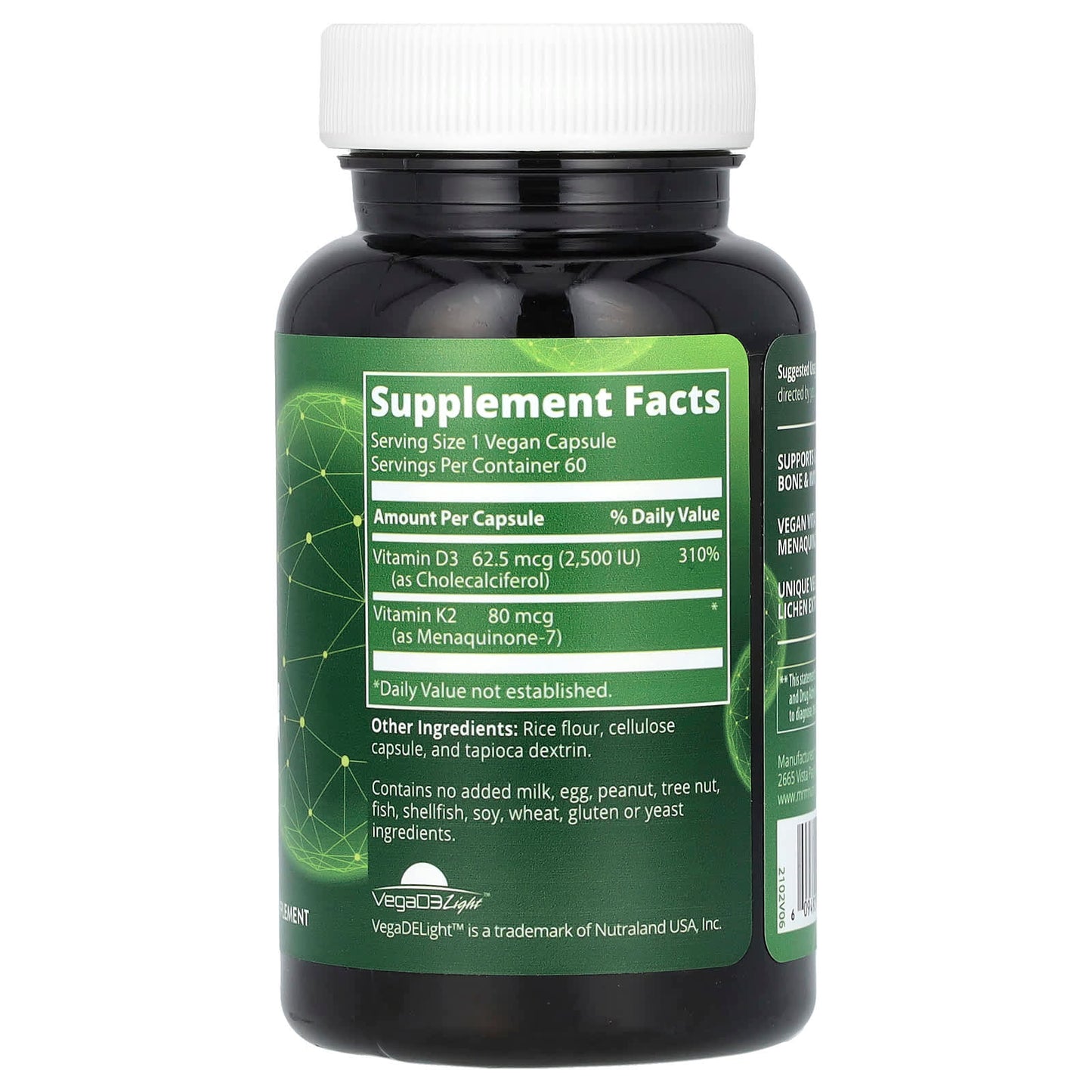 MRM Nutrition, Vegan Vitamin D3 & K2, 60 Vegan Capsules - Medaid