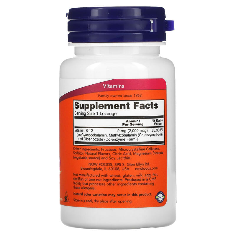 NOW Foods, B-12, 2,000 mcg, 100 Lozenges - Medaid