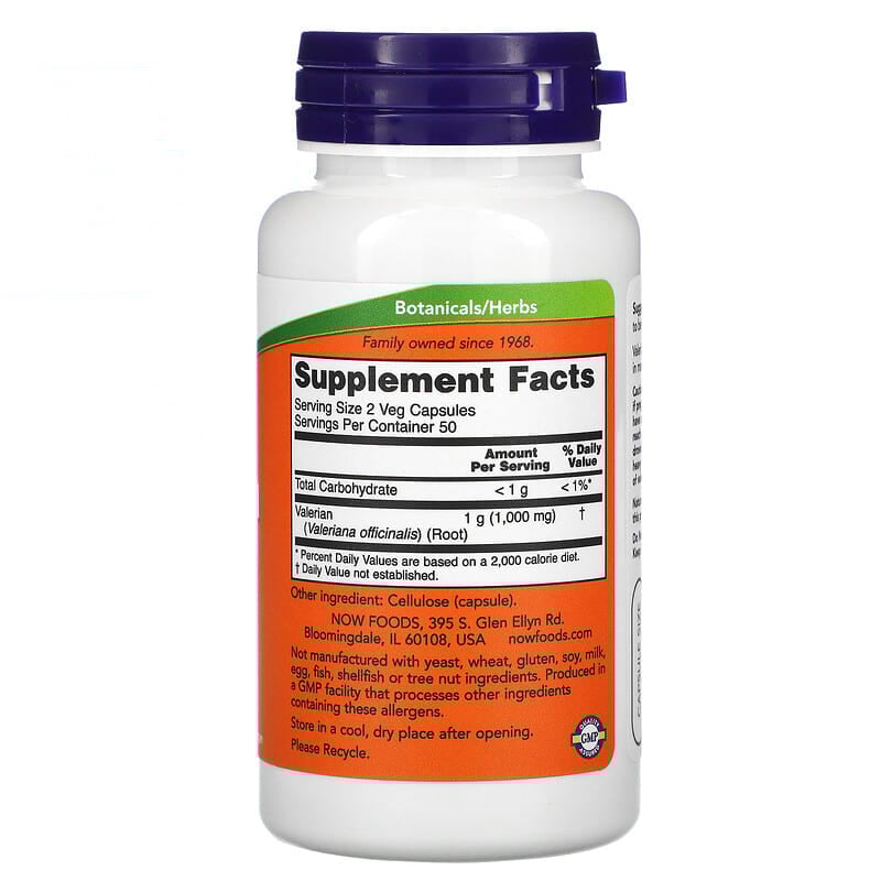 NOW Foods, Valerian Root, 500 mg, 100 Veg Capsules - Medaid