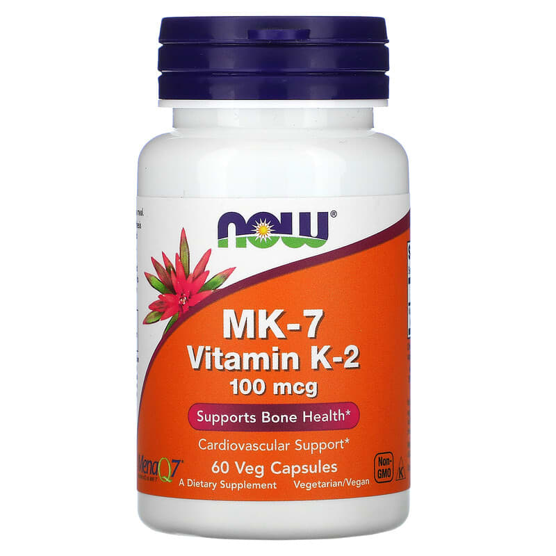 NOW Foods, MK-7 Vitamin K-2, 100 mcg, 60 Veg Capsules - Medaid