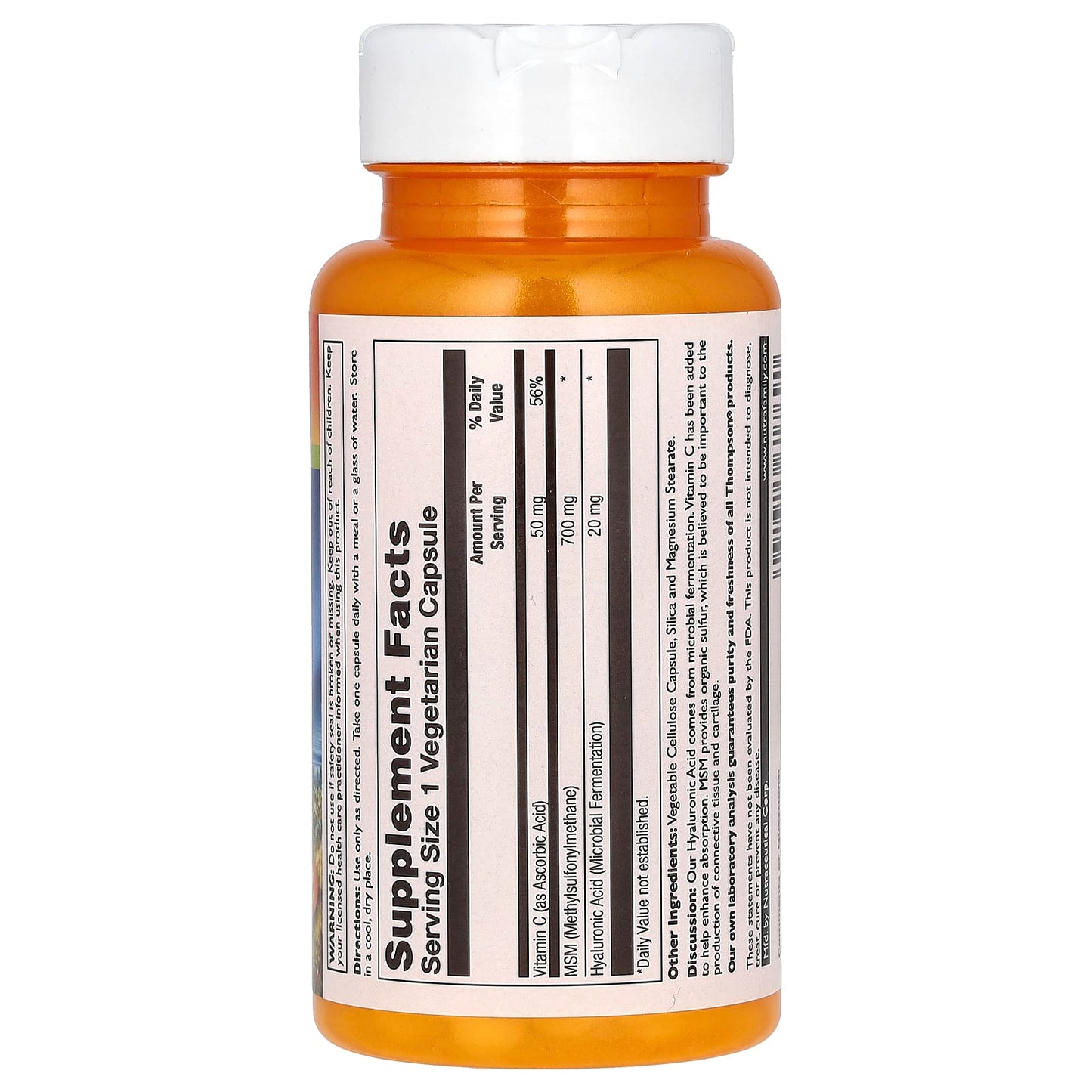 Thompson, Hyaluronic Acid MSM, 30 Vegetarian Capsules - Medaid
