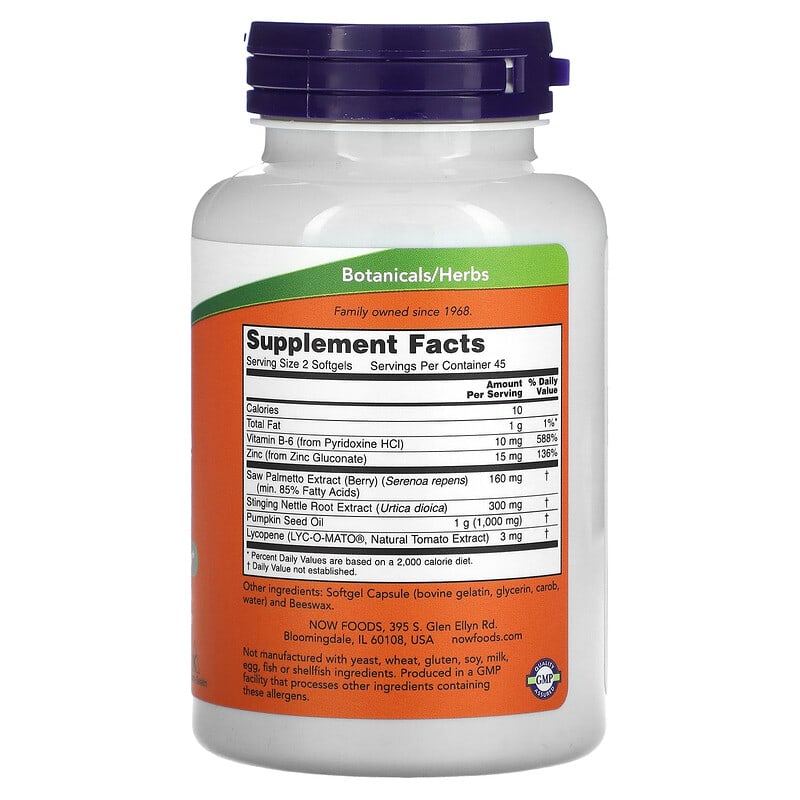 NOW Foods, Prostate Support, 90 Softgels - Medaid