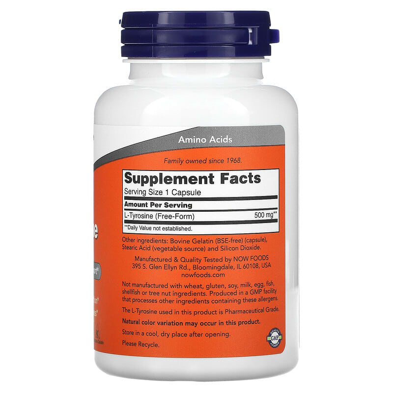 NOW Foods, L-Tyrosine, 500 mg, 120 Capsules - Medaid