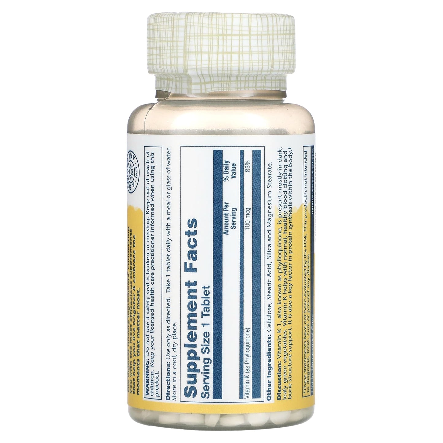 Solaray, Vitamin K, 100 mcg, 100 Tablets - Medaid
