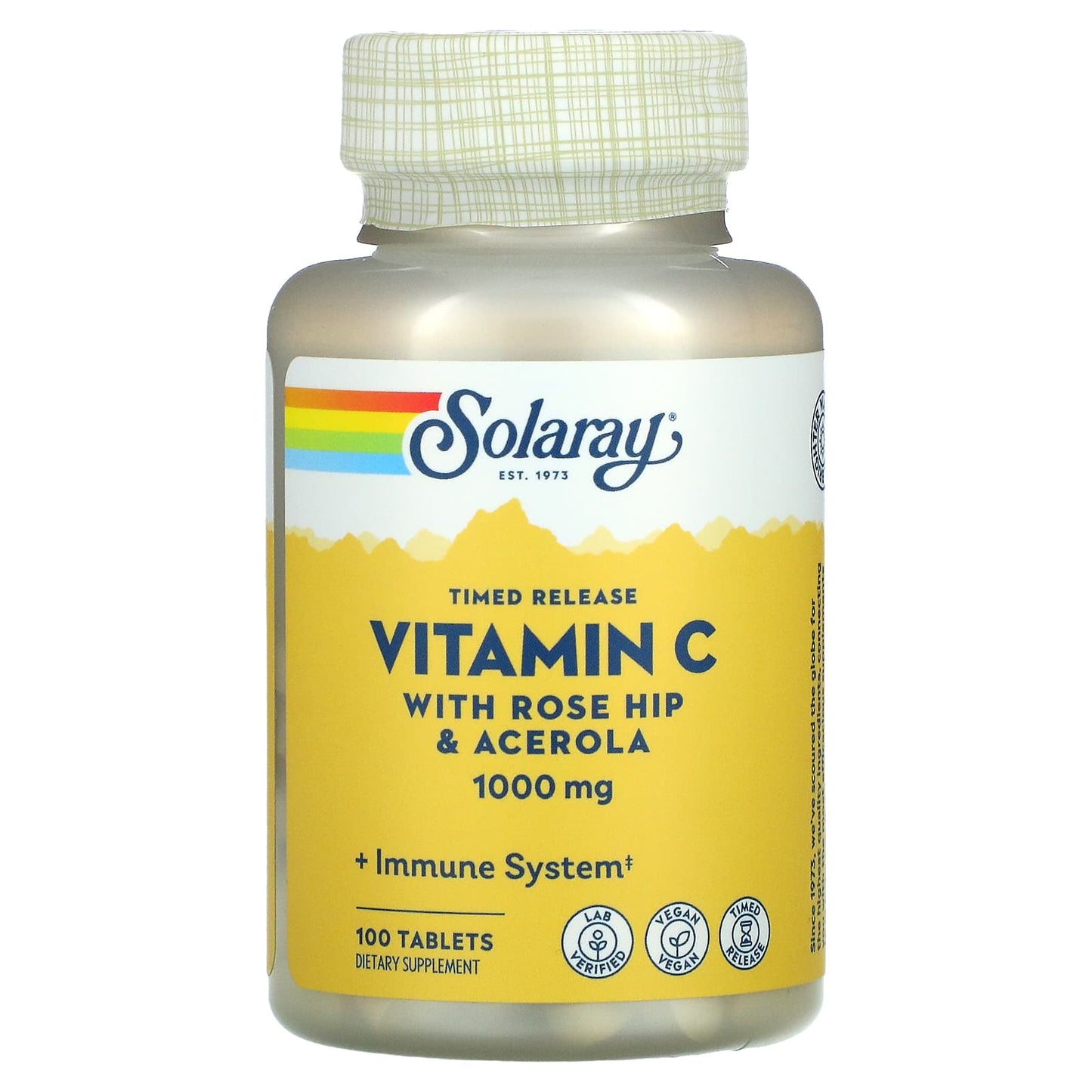 Solaray, Timed Release Vitamin C with Rose Hip & Acerola, 1,000 mg, 100 Tablets - Medaid
