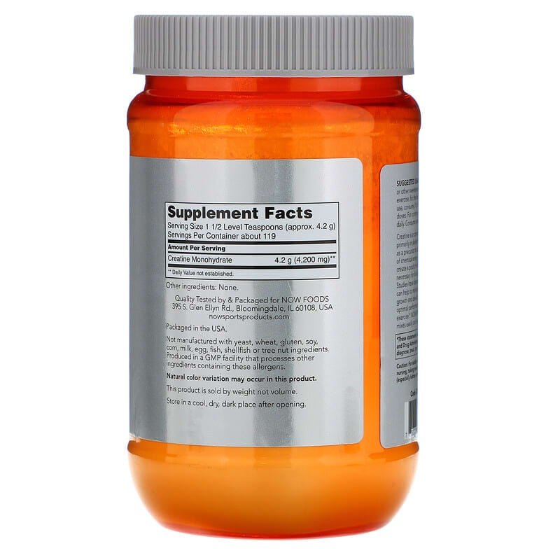 NOW Foods, Sports, Micronized Creatine Monohydrate, 500 g - Medaid