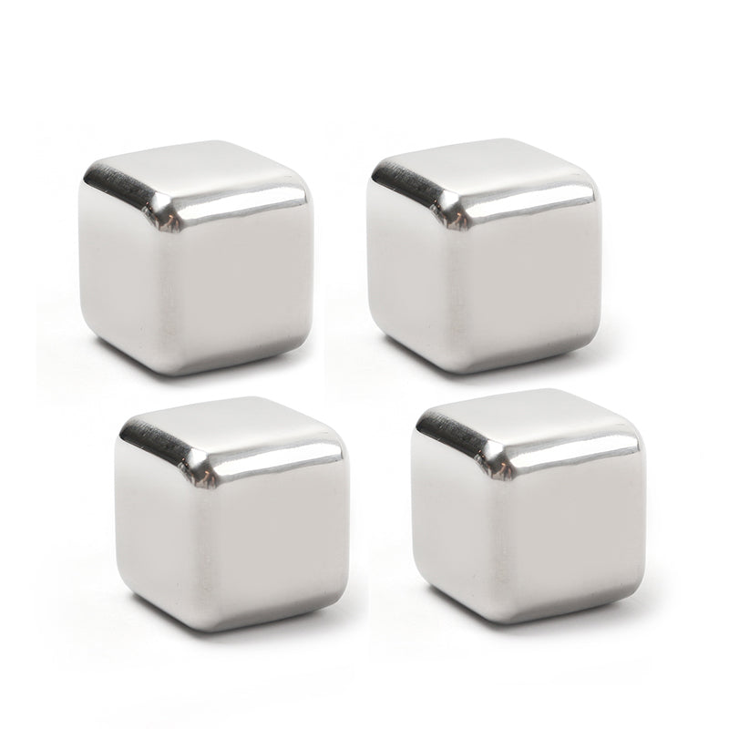 4 Pieces Reusable Stainless Steel Ice Cubes Chilling Stones Fast Cooler for Drink Whiskey Vodka Wine - Medaid