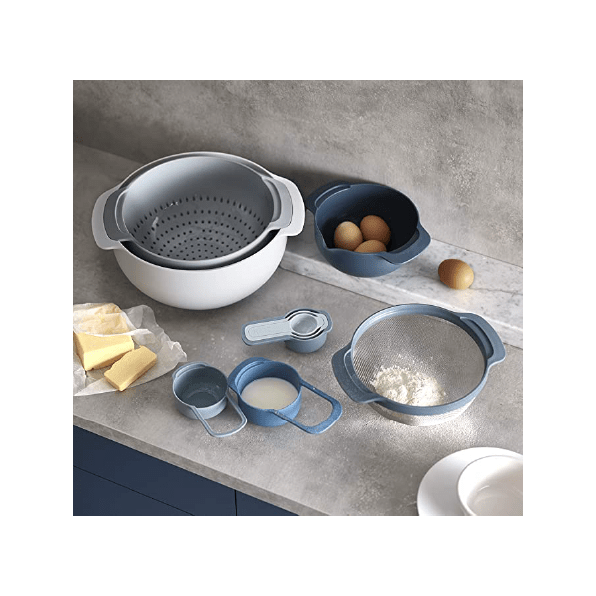 Joseph Joseph 9 Nesting Set with Mixing Bowls Measuring Cups Sieve Colander - Medaid